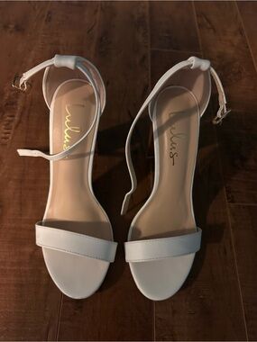 Lulu's White Open-Toe Ankle-Strap Heels